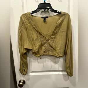 Olive green boho crop top